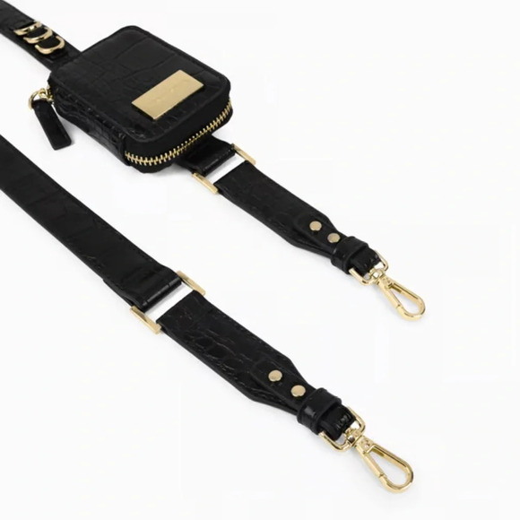 IDEAL OF SWEDEN BLACK CROC IPHONE 12/12 PRO NECKLACE/ CROSSBODY CASE - Picture 4 of 10